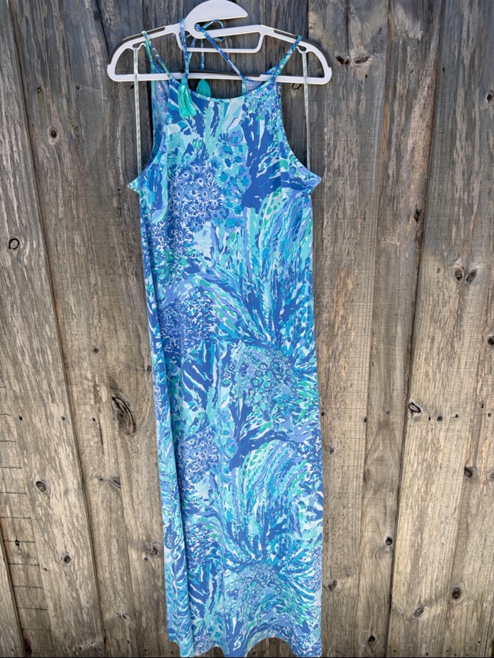 Lilly Pulitzer Blue and Teal Watercolor-Print Maxi Dress